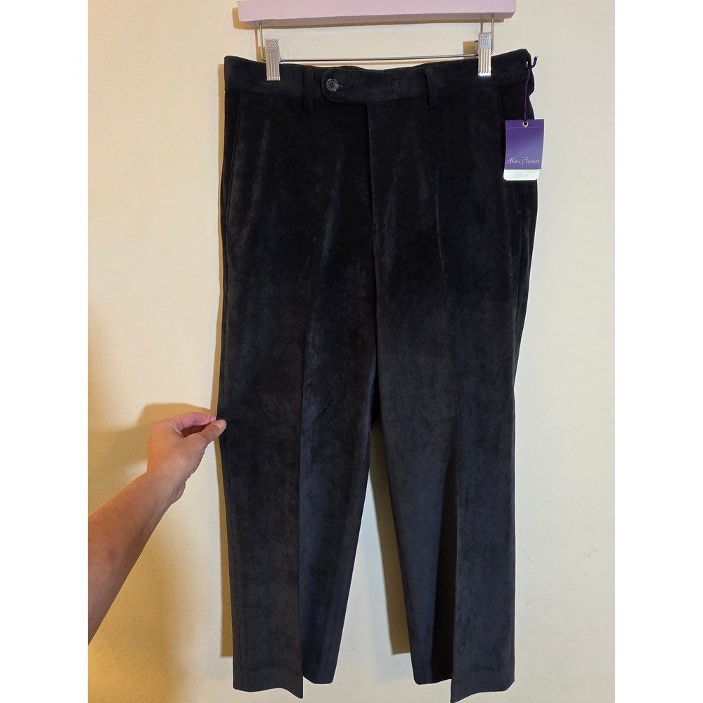 Alan Flusser Mens Black Corduroy Stretch Pants Straight Leg 32x32 NWT‎